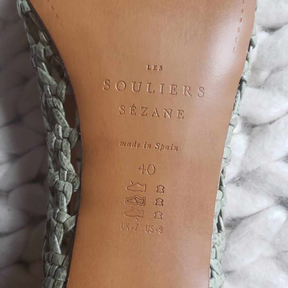 Sezane Woven Laura Court Block Heel Pumps in Sage Green - Picture 10 of 17